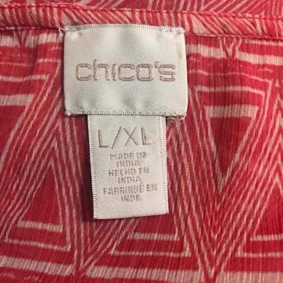 Chicos Sheer Chiffon Coral Top Size L/XL - Picture 5 of 5